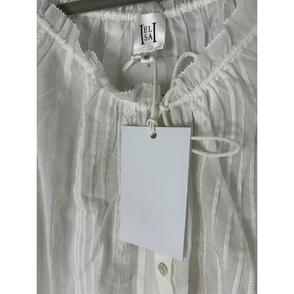 Helsa Voile Peasant Blouse Sheer Lace Puff Sleeve Boho Cottagecore Ivory Size XS - Picture 5 of 9